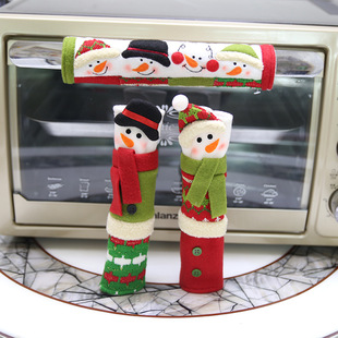 Fabric snowman style refrigerator door handle cover anti-sta