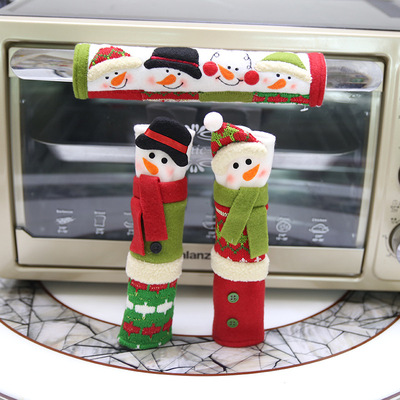 Fabric snowman style refrigerator door handle cover anti-sta