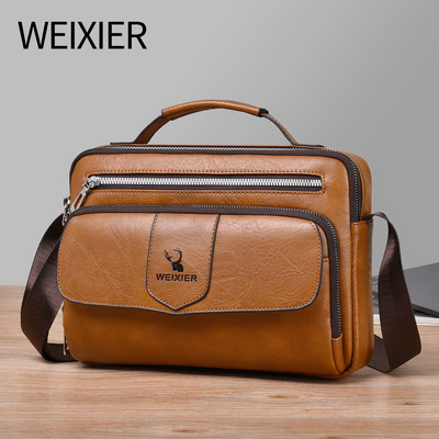 New men's vintage business shoulder crossbody bag casual fla