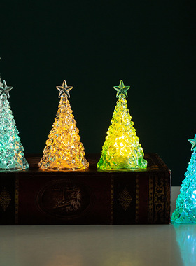 Miniature glowing Christmas tree decoration transparent crys