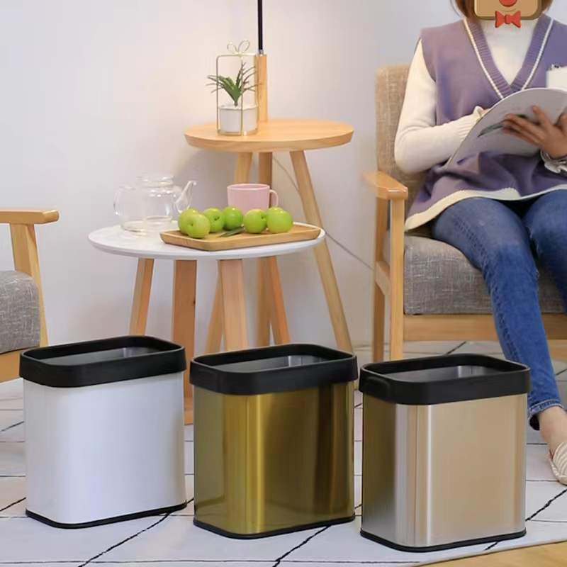 无盖简约不锈钢垃圾桶