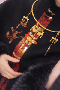 赤蝶纱|红翡蝴蝶招财璎珞项圈铜镀真金新中式汉服配饰 云中梦长歌