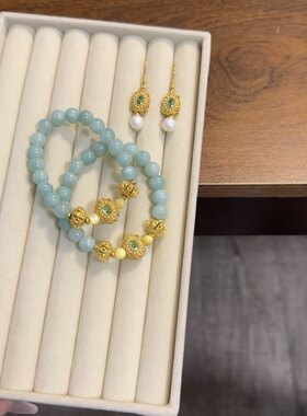 青思|翡翠色手串  锆石蝶贝中式米珠耳饰 云中梦长歌旗袍国风配饰