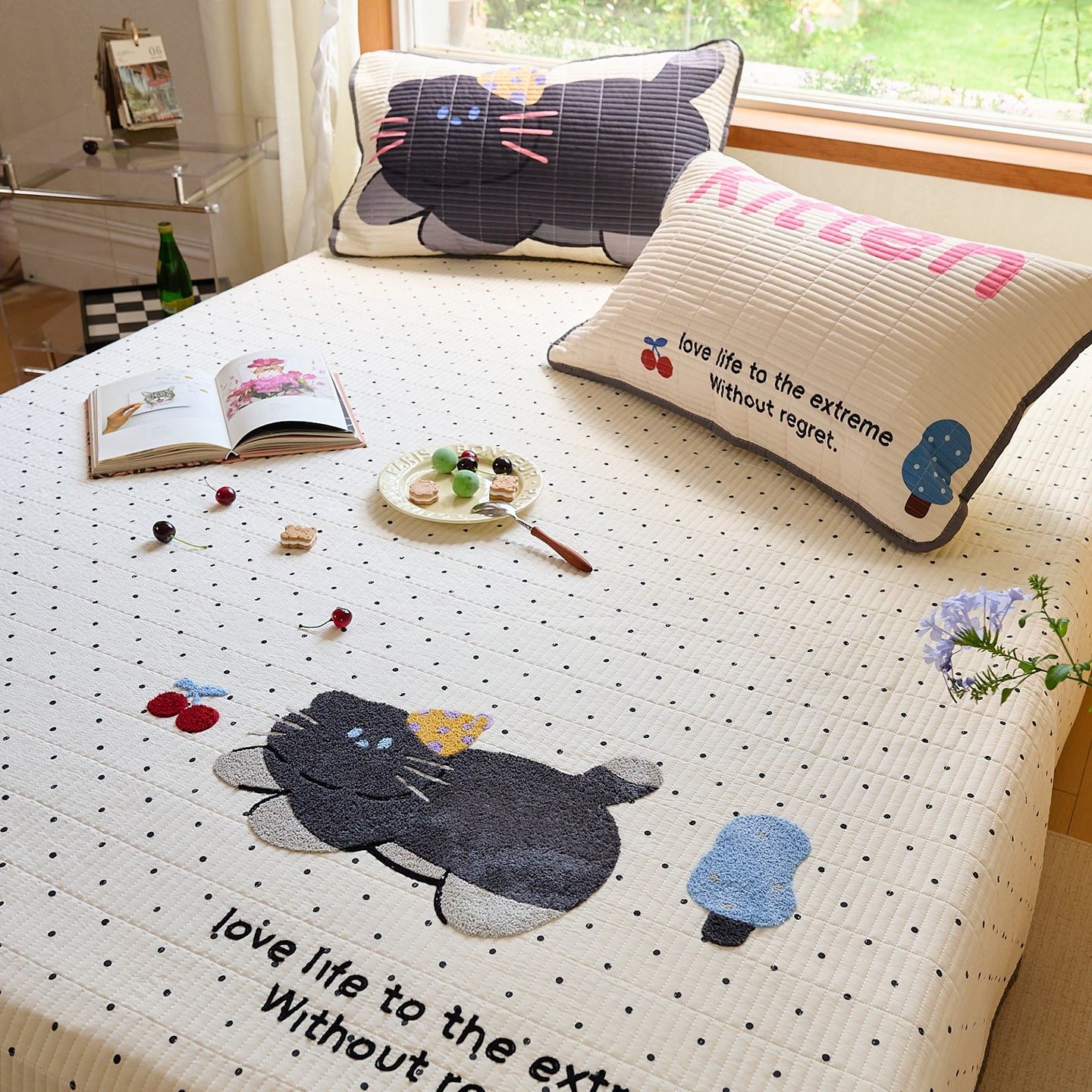 可爱卡通毛巾绣云朵棉床盖三件套榻榻米单人床盖床单学生床单床盖,床上用品,床盖,淘宝优惠券,粉丝福利购,淘宝优惠卷