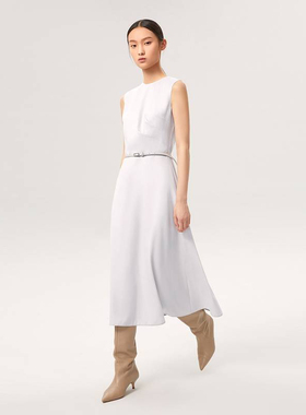 OVV秋冬意大利进口VBC法兰绒无袖A字收腰连衣裙