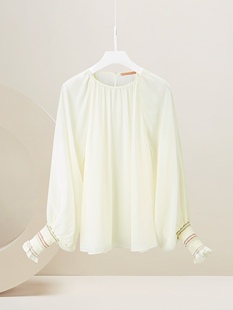 OVV女装春夏时尚圆领休闲宽松真丝罩衫女 国内正品代购