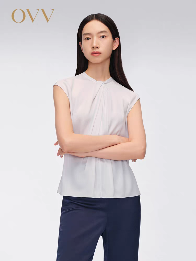 OVV春夏热卖女装20MM弹力双乔桑蚕丝扭结落肩无袖衬衫,女装/女士精品,真丝上装,淘宝优惠券,粉丝福利购,淘宝优惠卷