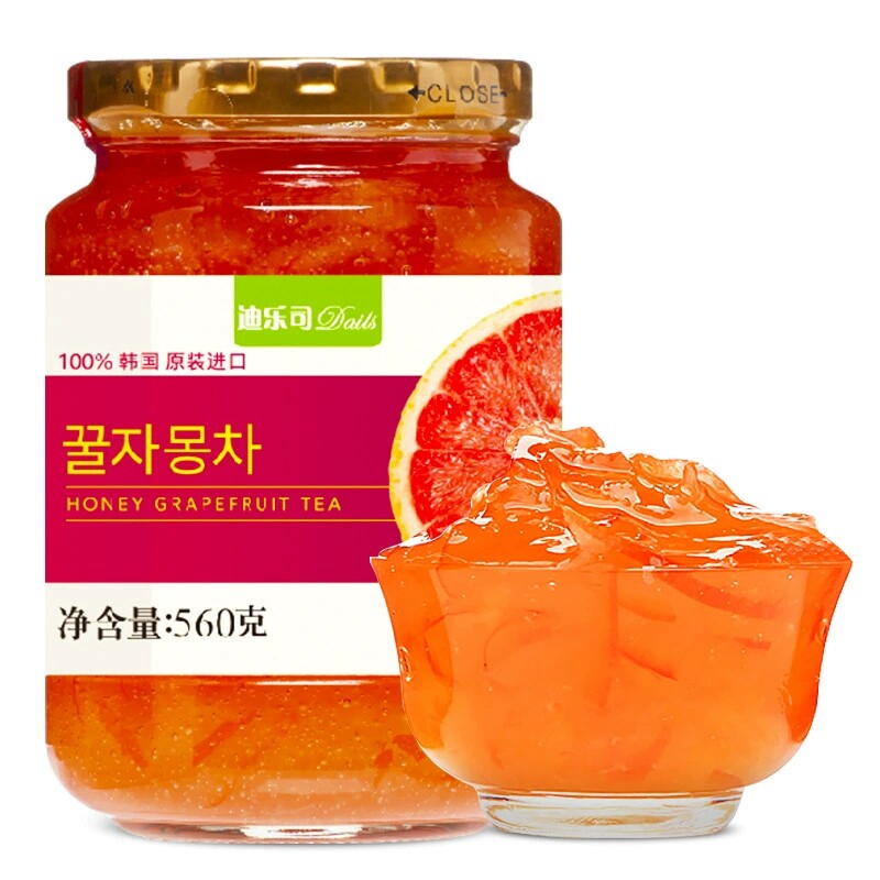 韩国原装进口迪乐司蜂蜜柚子茶、红西柚味柚子茶养颜饮品580g560g