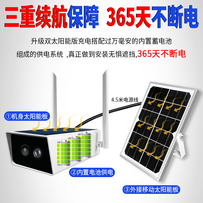4G太阳能电池网络高清摄像头无线WIFI手机远程无电无网防水监控器正品保证