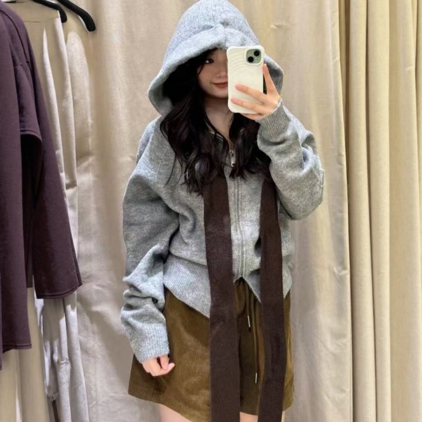 礼节装饰蝴蝶结针织连帽外套