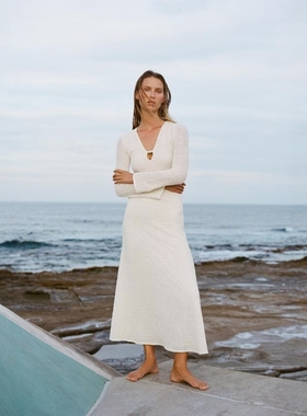 ZA外贸出口新品女装胸前卡扣装饰钩针迷笛针织连衣裙0387054 712