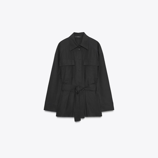 饰配腰带系带府绸衬衫 ZA外贸出口新款 口袋装 工装 女8627260800 美式