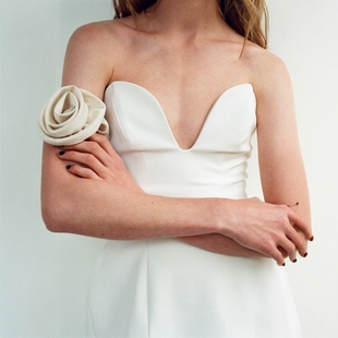 2677888 连衣裙 250 简约纯欲一字肩V领抹胸短款 ZA外贸出口女装