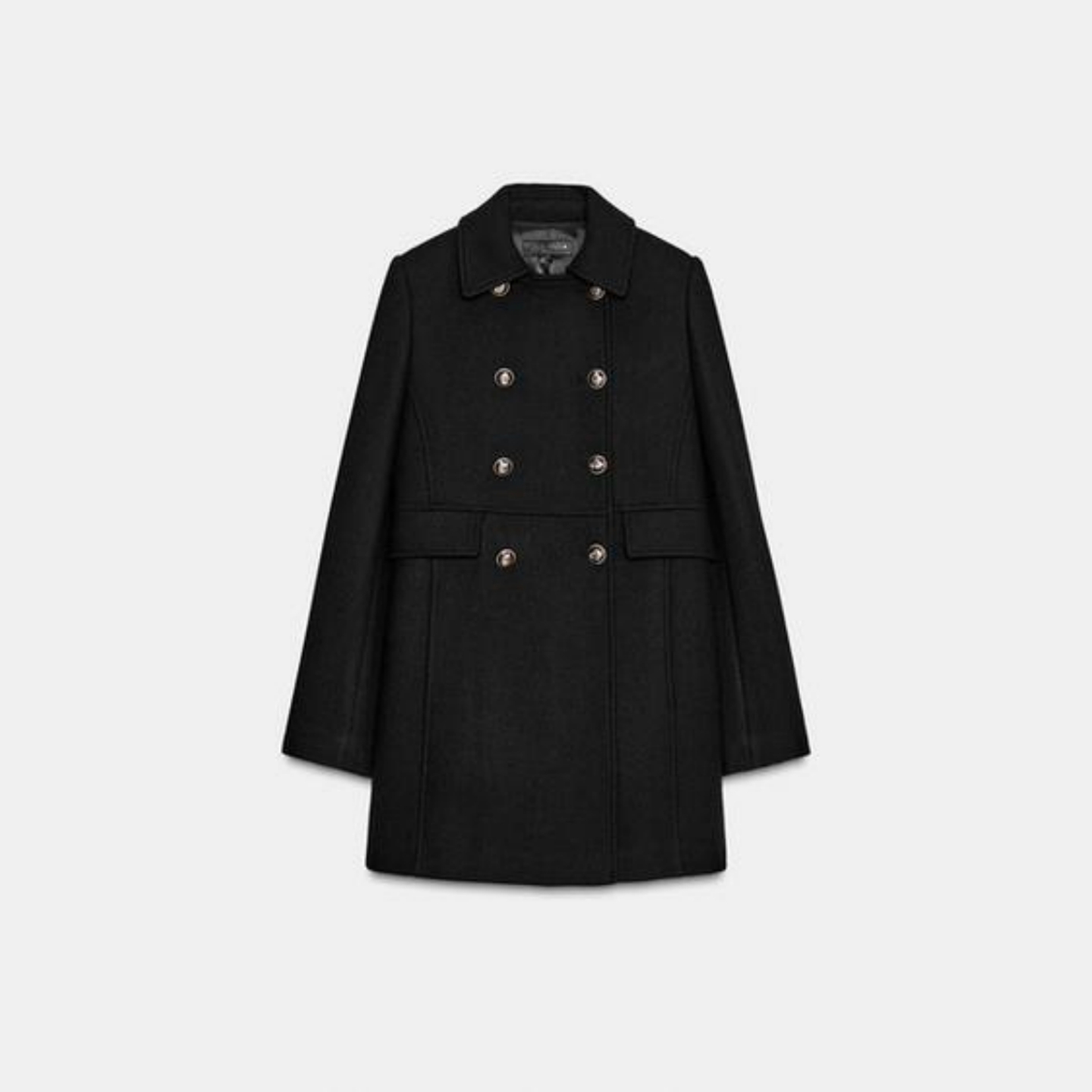 羊毛混纺双襟短款大衣外套