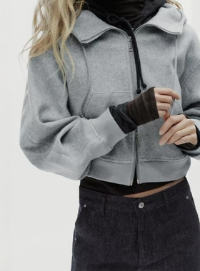 ZA外贸出口女装新休闲太空棉蓬松袖柔软夹克外套连帽卫衣 5063795