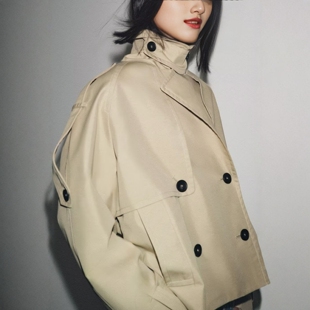 型高级感防泼水短款 双排扣宽松版 风衣0518240 新品 ZA外贸出口女装