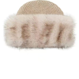 人造皮草效果饰针织无檐帽 女装 3739309 新品 ZA外贸出口冬季