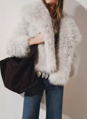 ZA外贸出口女装华贵高级感毛毛效果人造皮草短大衣外套 4360240