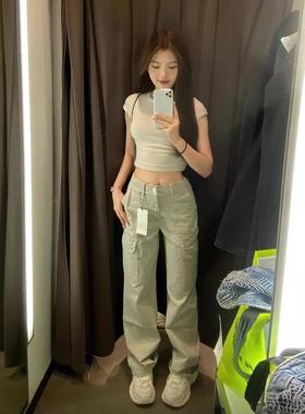 ZA外贸出口 百搭经典工装裤休闲裤美式复古直筒裤女 5520265 802