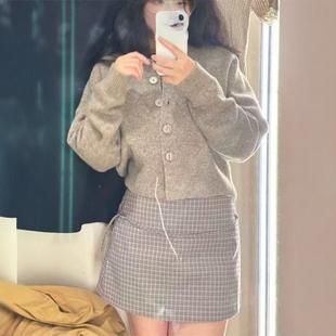 饰小圆领显脖颈柔软针织外套5536149 大纽扣装 ZA外贸出口女装 美式