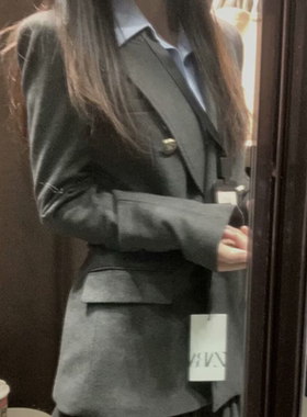 ZA外贸出口新款女装通勤风双排扣休闲高级感收腰西服外套1255787