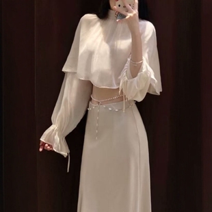 4772167 饰上衣 ZA外贸出口女装 纯欲小白花飘逸清冷气质感叠层装