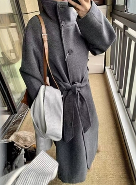 ZA外贸出口美式街头风衣款式通勤气质感立领腰带大衣外套 3046369