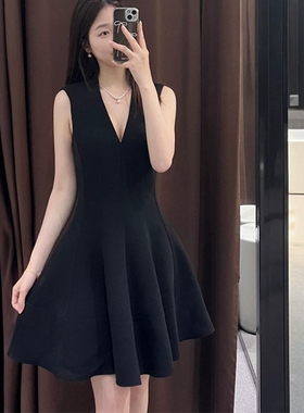 ZA外贸出口新品女装ZW系列波浪宽摆V领无袖鱼尾短连衣裙 2344188