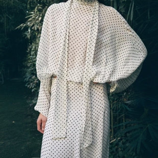 ZA外贸出口女5289043法式 5289161 礼节饰知性优雅圆点蝴蝶结饰衬衫