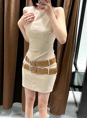 ZA外贸出口 新款辣妹小众纯欲风双腰带紧身无袖连衣裙3152310 743
