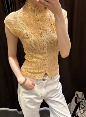 ZA外贸出口女装新款绝美显白粗线编织刺绣镂空针织上衣2893030