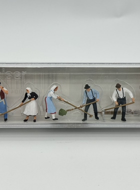 preiser 1:87比例微缩场景人偶模型微距摄影 10045农场干农活男女