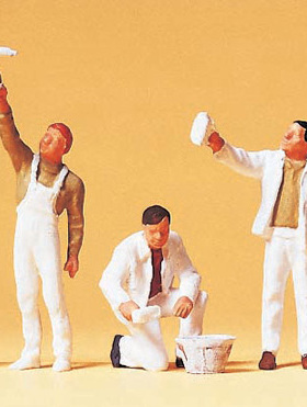 preiser微缩微距场景模型1:87HO微观小人道具 10477 油漆工绘画工