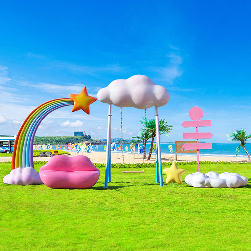 玻璃钢摆件相框海边露营户外造景