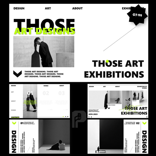 潮流极简艺术展主题PPT模板