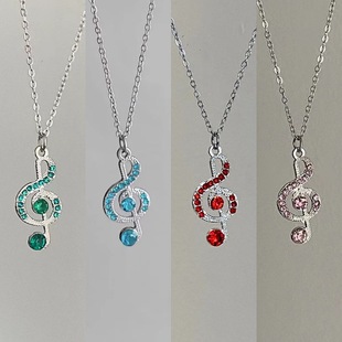 Note项链女生水钻音符简约百搭礼物 Diamond intage古著 Silver