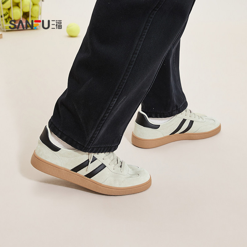 三福男板鞋春季校园美式复古薄底双条低帮德训鞋男鞋853516,流行男鞋,休闲板鞋,淘宝优惠券,粉丝福利购,淘宝优惠卷