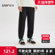 三福2025冬季 511995 都市宽松束脚口长裤 男士 英文糯米绒休闲裤