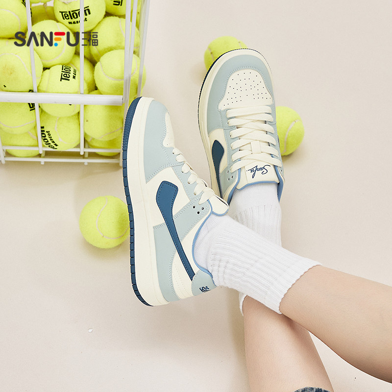 三福女板鞋春季经典系列简约休闲风撞色拼接时尚女鞋853537,女鞋,休闲板鞋,淘宝优惠券,粉丝福利购,淘宝优惠卷