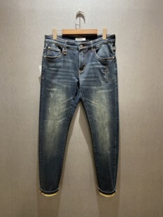 秋冬特惠KARL LAGERFELD 老佛爷logo字母印花男士薄绒牛仔裤