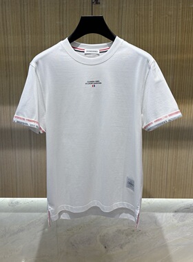 DOSERMO 26春夏新款logo字母标语印花袖口彩条男士短袖T恤 262580