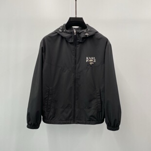 Karl Lagerfeld 25秋冬logo字母老佛爷贴皮烫钻印花男士夹克外套