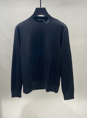 现货CNC男装 25秋冬领口logo小字母嵌花男士薄款羊毛针织衫352022