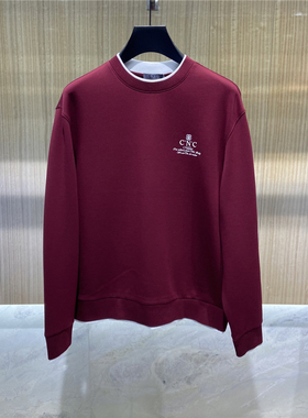 现货CNC男装 25秋冬logo字母印花男士双领口红色卫衣 364010