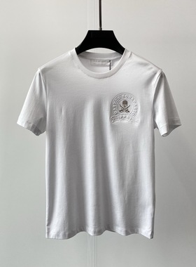 现货Dartin Bonaparto 25秋冬骷髅头烫钻logo字母印花男士短袖T恤