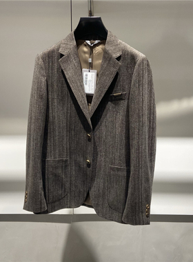 现货CNC男装 25秋冬logo字母内里印花男士休闲单西西服 371001