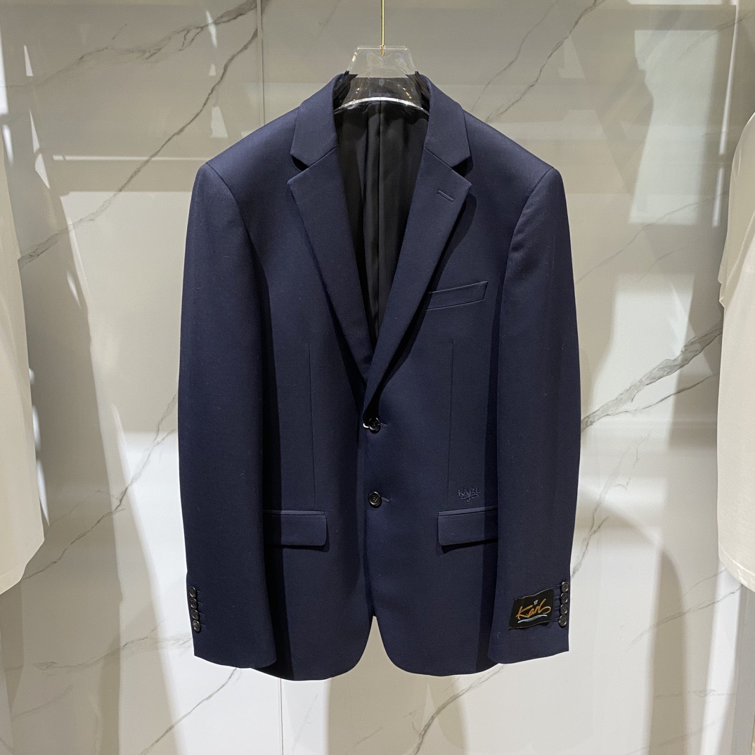 现货karl lagerfeld 25秋冬卡尔logo字母刺绣男士单西休闲西服