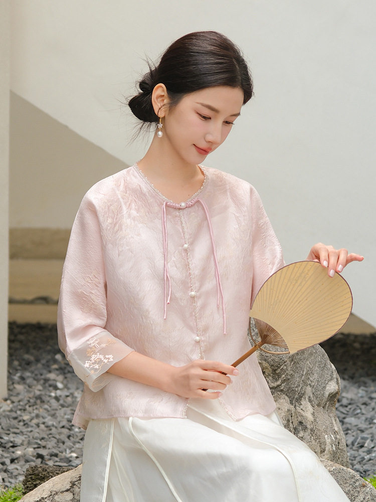 2024女新中式织金提花女上衣