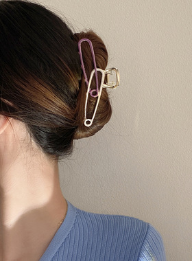 高级感金属回形针抓夹夏季大号后脑勺鲨鱼夹固定头发夹子发夹