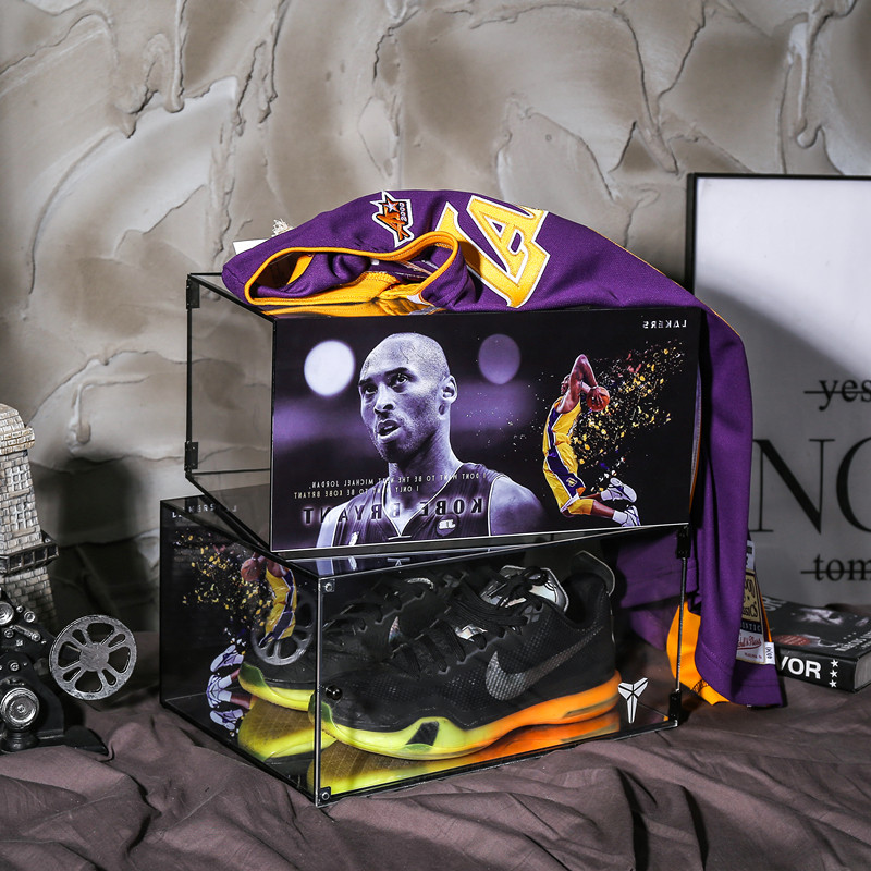 科比鞋盒透明kobe定制球鞋收纳盒亚克力展示盒侧开勇士鞋盒网红